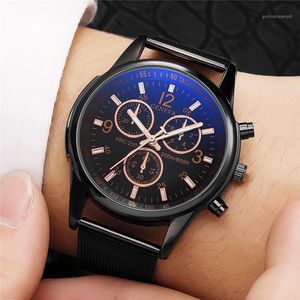 WRISTWATCHES GODZINE MĘŻCZYZNIE GENEVA Watch Ultrathin ze stali nierdzewnej zegar ze stali nierdzewnej samiec niebieski szklany sport