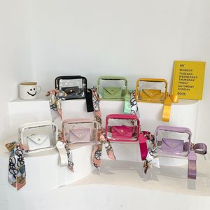 Kvällsväska mode transparent crossbody mini fyrkantig handväska flickor damer dekorativa liten klar pvc telefon stadion godkänd slingväska 230504