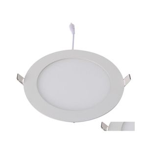 Paralumi per lampade Ers 12W Faretto da incasso a LED bianco caldo Rotondo piatto sottile Pannello a soffitto leggero Luci di consegna a goccia Illuminazione Acce Dh7Ky