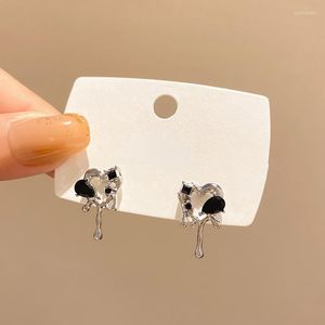 Ohrstecker Punk Gebrochenes Herz Für Frauen Koreanische Kleine Schwarze Zirkon Vintage Modeschmuck Zubehör Großhandel Geschenk