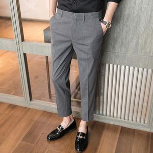 Abiti da uomo Pantaloni da abito grigio per uomo Pantaloni casual slim fit Abito da ufficio maschile dritto Abito da lavoro formale coreano Classico nero blu