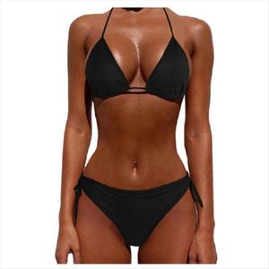 Half Sheath Bikini Multicolor Sexy Polyester Solid Candy Color