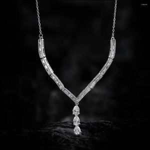 Choker Luxury Y-shaped Necklaces With Zircon Long Necklace For Women Single Layer Chain Tassel Collar Sexy Body Jewelry