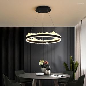 Chandeliers Modern Simple LED Chandelier Restaurant Kitchen Dining Table Living Bedroom Ceiling Lamp Indoor Lighting Ring Fixture