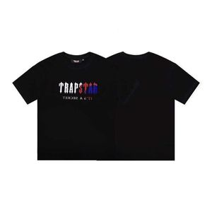 Дизайнерская модная одежда Футболки Trapstar Gradient Printing Classic Letter Small Fashion Brand High Street Style Мужские женские футболки с коротким рукавом для продажи