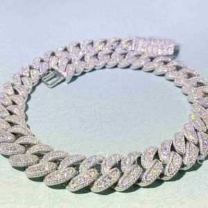 18mm High Quality Luxury Fashion Necklace Bust Down Iced Moissanite Silver Miami Cuban Link Chain Men Necklace