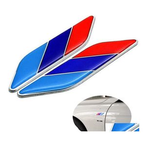 Adesivos de carro 2pcs/par 3d tricolor sinalizador emblema de emblema para todos os modelos Drop Deliver