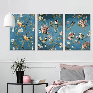 Numara gatyztory 3pc çerçeve diy boyama, sayılarla çiçek kuşları modern duvar sanat resmi sayılar için ev dekoru diy hediye