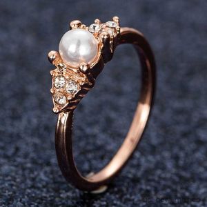 Band Rings Pearl Engagement Ring Creative Rose Gold Women Retro Art Deco Wedding Jewelry Unique Anniversary Gift