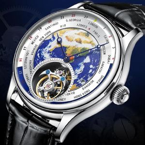 Avanadores de pulso Aesop Luxury Real Tourbillon Watch Mechanical Watch Sapphire Relógios à prova d'água para homens com diamante