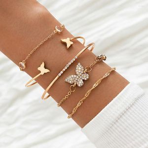 Charm Bracelets YADA 2023 Fashion Gold Color Butterfly Bracelets&Bangles For Women Crystal Jewelry High Quality Bracelet BT200377