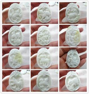 Naszyjniki wiszącego Kamień naturalny Turquoiss Kwarc Kryształ ręcznie rzeźbiony posąg znaków zodiaku Amulet do DIY Making Naszyjnik