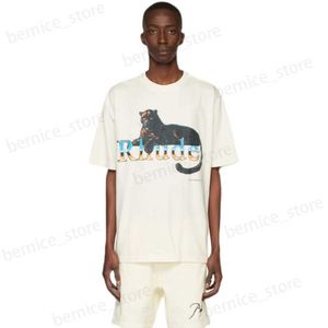 Erkekler Tişörtler Tasarımcı Moda Giyim Tees Teshirts Yaz Yeni Rhude Panther kademeli renkli mektup baskı Sıradan Kısa Kollu T-Shirt Erkekler Sokak Giyim Hip Hop