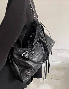 Evening Bags JIAERDI Y2k Grunge Vintage Handbags Women Large Capacity Black PU Tote Bags Ladies Casual Crossbody Bag Luxury Designer Handbag 230504