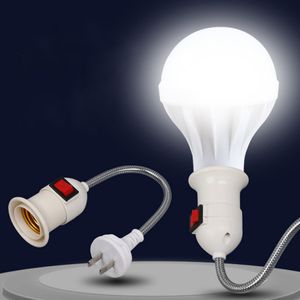 ractical White E27 LED Light Socket To EU Plug Holder Adapter Converter ON/OFF For Bulb Lamp