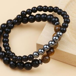 Strand Natural Hematite Round Black Beaded Bracelet Set Fashion Horse Brown Two-piece Jewelry Ornaments