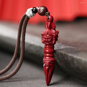 Подвесные ожерелья Cinnabar Demon, подчиняющий ваджру пестиковое ожерелье мифических животных талисман мужские ювелирные украшения