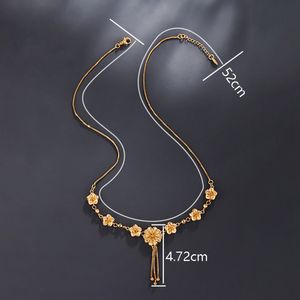 Kvinnors hänge halsband lyxiga blommaformade solid 18k gula guldfyllda brud smycken tillbehör gåva