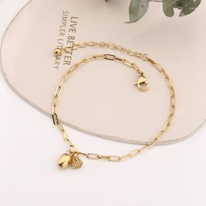 Anklets Flowers Anklet for Women Girls Fortune Lotus Pendant Rose Gold Color rostfritt stål Fashion Symmets Summer Beach (GA142)