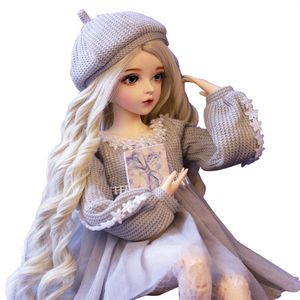 Plush Dolls 13 Bjd Doll 60cm Gifts For Girl Silver Hair Doll With Clothes Change Eyes Dolls Valentines Day Gift 230504