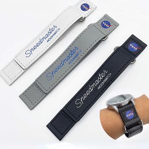 20 ملم Watchband for Moon Series ناعم ومريح فيلكرو حزام NASA SPEEDMASTER الجلود معصم