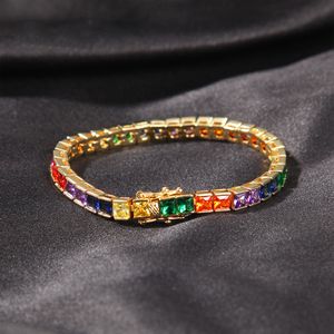 5 mm färgglad kubik zirkon diamanter tennisarmband armband kvinnor tjej älskare smycken gåva
