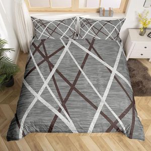 Bettwäsche-Sets Geometrischer Bettbezug für Frauen Mädchen Einfaches Patchwork-Set King Swirls Art Comforter Farmhouse Geometry Bed