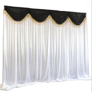 Party Decoration 10x20FT/3x6M Black Curtain White Swag Wedding Backdrop Church Stage Background Drapery Formal Event