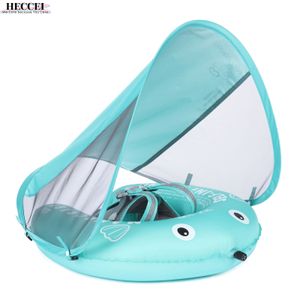 Sand Play Water Fun HECCEI Mambobaby Self-Inflating Baby Swim Float with Canopy est Compressible Folding Pool Float Soft Waterproof Swim Trainer 230504