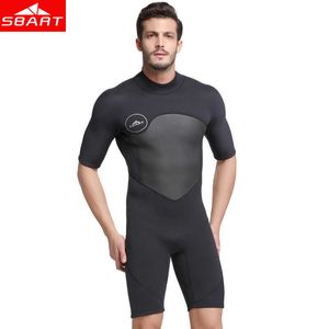 Wetsuits Drysuits Sbart 2mm Neoprene Wetsuit Men håller varma simning dykning baddräkt Kort ärm triatlon Wetsuit för surf snorkling J230505