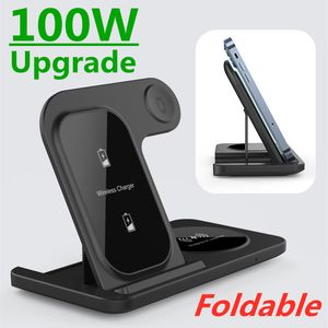 100W Fast Wireless Charger Stand for iPhone 14 13 12 11 Pro XS XR X 8 Apple Watch 8 7 SE 6 Airpods Pro 3 in 1 Station