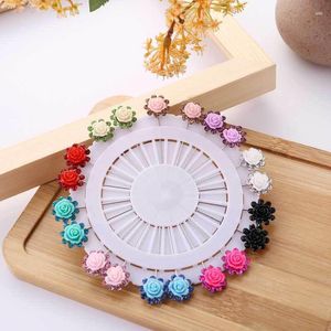 Brooches 20pcs/pack Jewelry For Women Glitter Rhinestone Flower Brooch Muslim Hijab Scarf Shawls Safety Pins Fashion Accessories