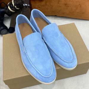 Klänningskor Kidsuede Men's Loafers Casual Leather Business Shoes For Men Nude Blue Men's Driving Shoes Flat Rubber Sole Formal Walk Shoes 230504