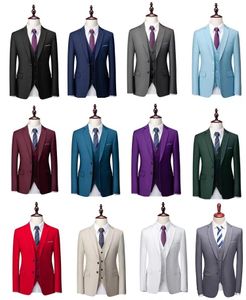 designer mens Suit Set Mens Business Suits Formal Slim Fit Wedding Ball Men Dress Boutique Plaid Groom Jacket Pants Tank Top Piece Asian Size S-5XL 2W2F