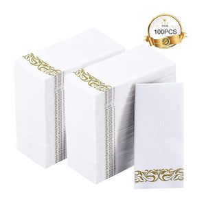 Bath Towel 100PcsLot Disposable Guest Towels Soft and Absorbent LinenFeel Paper Hand Durable Decorative Bathroom Napkins 230504