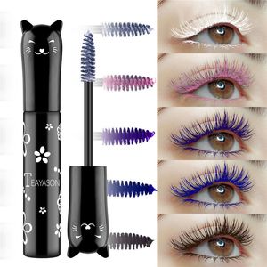 TEAYASON mascara colorato 6 colori blu viola rosa pigmento bianco impermeabile mascara per ciglia in fibra di seta 4D di lunga durata