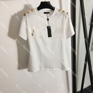 T-shirt da donna con lettera d'oro Designer stampata casual da donna T-shirt a maniche corte in cotone estivo per donna