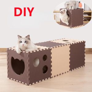 Toys Diy Combination Cat Tunnel Cat Changeble House Assemble Eva Board Foldbar Tunnel Pet Kitty Training Toys Spela Tunnel Tube