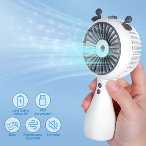 Tragbarer Mini-Ventilator mit USB-Aufladung, Klimaanlage, Handventilatoren, 3 Geschwindigkeiten, 2 Befeuchtungssprühmodus, Wasserventilator, Sommer, Outdoor, Camping, Zuhause