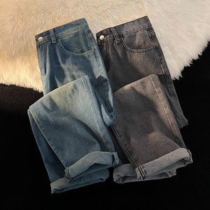 Herrenhose Japanischer gerader Schlauch Vielseitige verwaschene Jeans Herren Herbst und Winter locker lässig