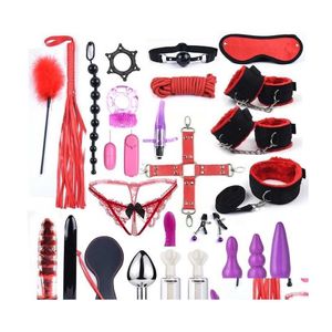 Leg Massagers Masr Toys Women G Spot Dildo Vibratorn Cat Ear Mask 40Cm Tail Butt Anal Plug Penis Er Slave Games Handcuffs For Drop D Dhymv