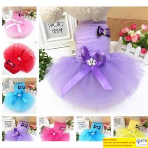 Summer Pet Clothes bow Dress Dog Dress for Small Princess Wedding Skirt Luxury Clothing for Dog Soft Lace