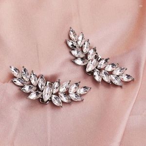 Broches pares de 2 pcs prateados banhados a noiva Sapatos de calça clipe de jóias fivela de cristal para festa de casamento