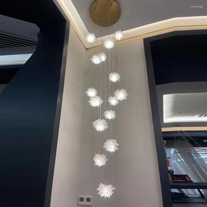 シャンデリアロングデザイン階段クリスタルシャンデリア導いているリビングライトゴールドハングランプベッドルームデコレーションクリスタルランプ