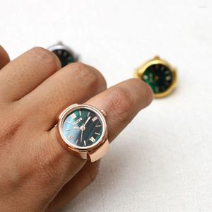 Bilek saatleri moda aksesuarları hediye vintage ring watch elastik esnek halkalar dijital yuvarlak kuvars parmak