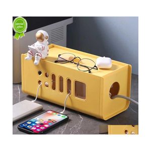 Storage Boxes Bins Box Rectangar Porous Wire Management Anti Dust Socket Power Board Organizer Network Charger Holder Drop Deliver Dhwrd