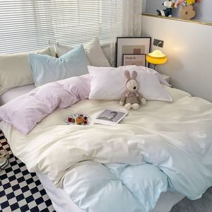 寝具セット韓国スタイルの寝具セット4ピースグラデーションカラーベッドベッドシート枕カバーカバーセットツインフルクイーンキングスーパーキングサイズ230504