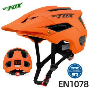 サイクリングヘルメットBATFOX NEW MTBバイクヘルメットオレンジ自転車ヘルメットスポーツ安全メンズサイクリングヘルメットマウンテンバイクカスコMTBカペテシクリスモP230419