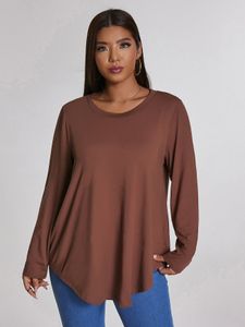 Blusa de camiseta de tamanho grande feminino Tshirts grandes para mulheres 4xl elegante verão manga longa Solid Solid Loose Ladies Tops 230504