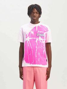 Tasarımcı Moda Giyim Tees Tshirt Avuç İçi PA Pembe Graffiti Çizik Duvar Baskısı Kısa Kollu Trend Marka Yuvarlak Yaka Gündelik Tshirt Sal Angels için Lüks Casual Tops
